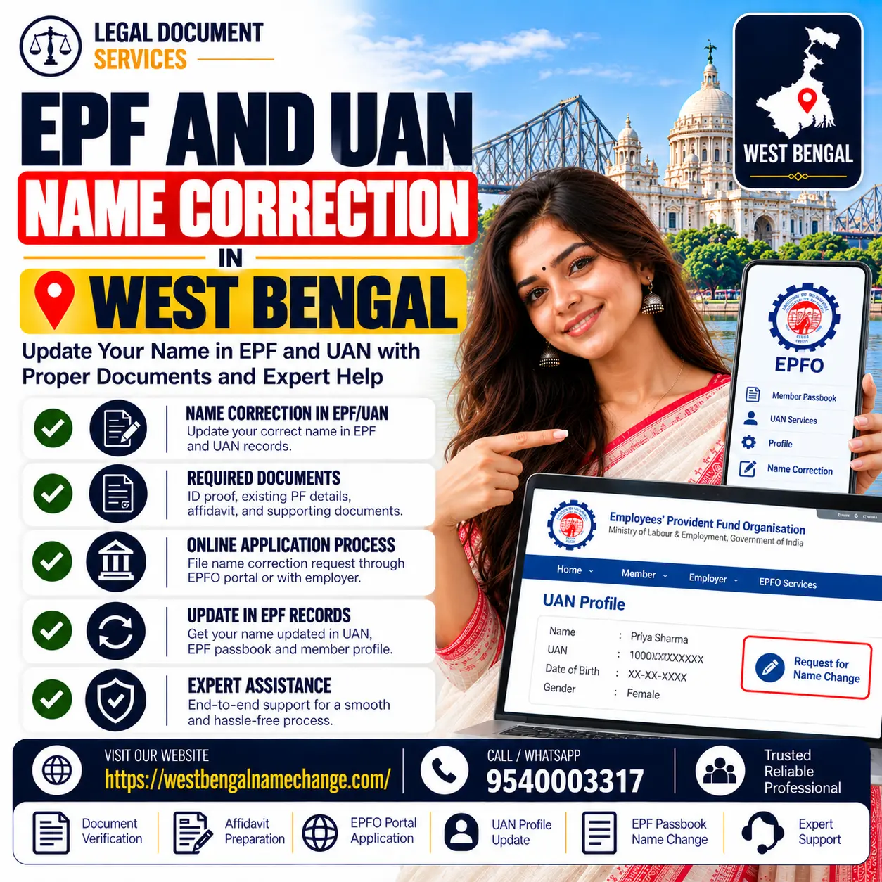EPF and UAN name correction in West Bengal: fixing the name on the PF and UAN record after Aadhaar EPF and UAN name correction in West Bengal: fixing the name on the PF and UAN record after Aadhaar