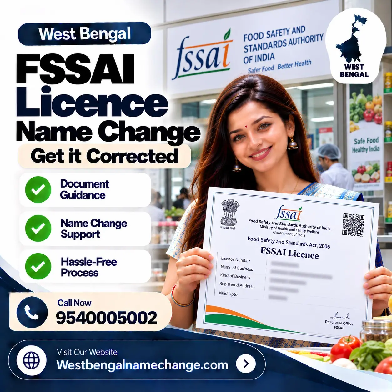 Food business owner in West Bengal applying for an FSSAI licence name change on the FoSCoS portal Food business owner in West Bengal applying for an FSSAI licence name change on the FoSCoS portal