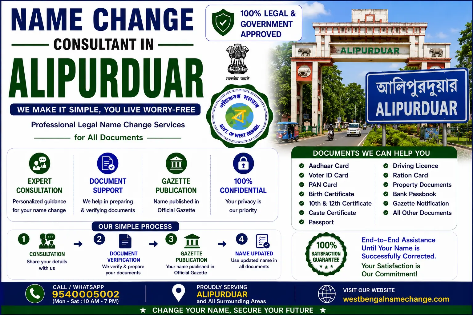 Name change consultant in Alipurduar Name change consultant in Alipurduar: one subdivision, and a Falakata panchayat area that now sits inside a municipality