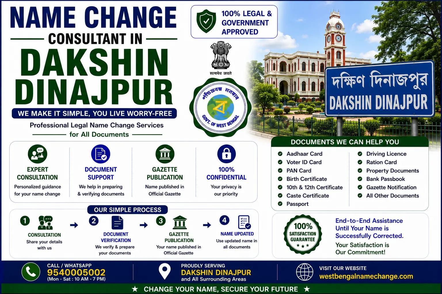 Name change consultant in Dakshin Dinajpur Name change consultant in Dakshin Dinajpur: every block is rural, so outside the municipal towns a gram panchayat holds your birth record
