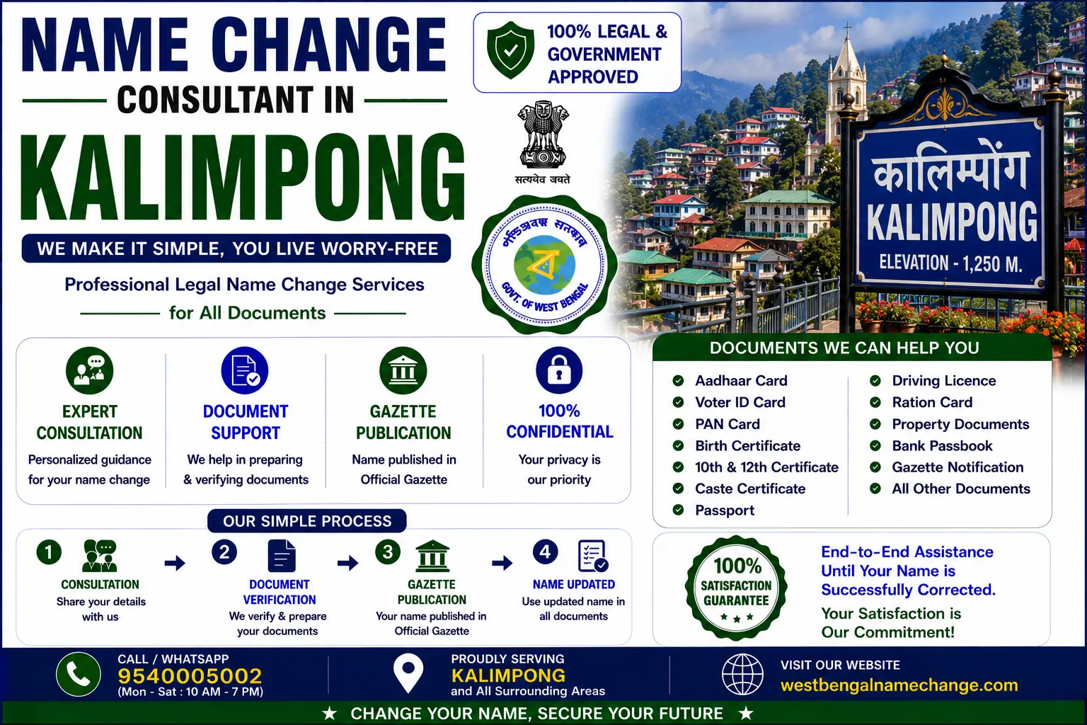 Name change consultant in Kalimpong Name change consultant in Kalimpong: one municipality and 42 gram panchayats, and a block list the district has since changed