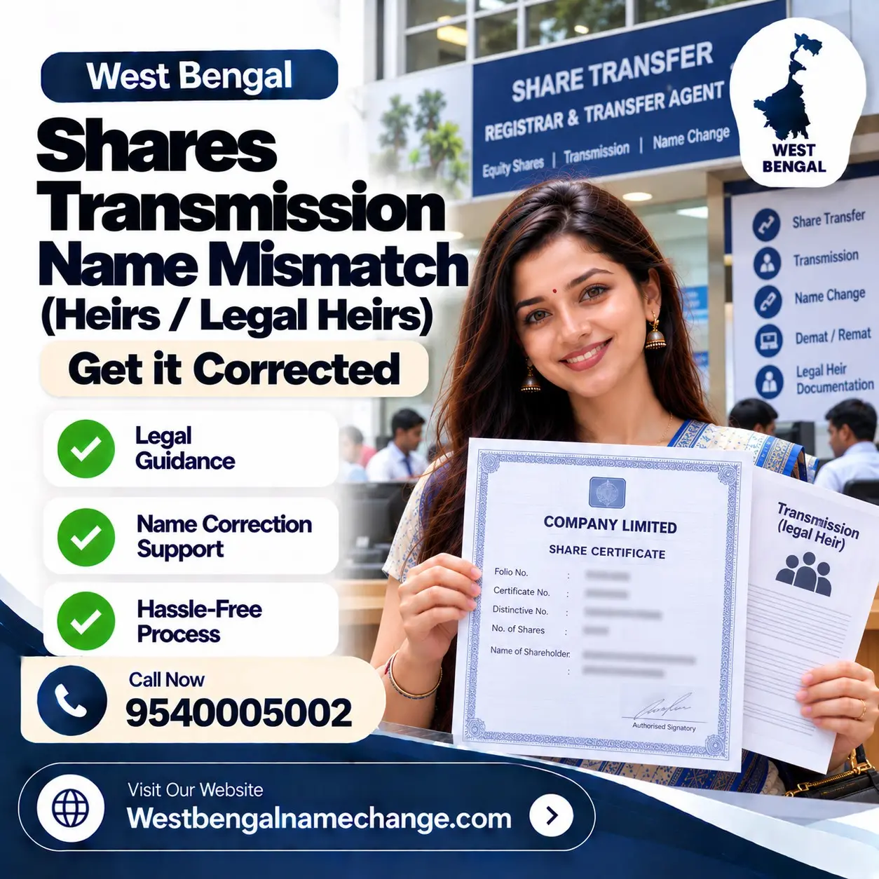 Legal heirs in West Bengal comparing the name on a late parent's share certificate with the death certificate for transmission Legal heirs in West Bengal comparing the name on a late parent's share certificate with the death certificate for transmission