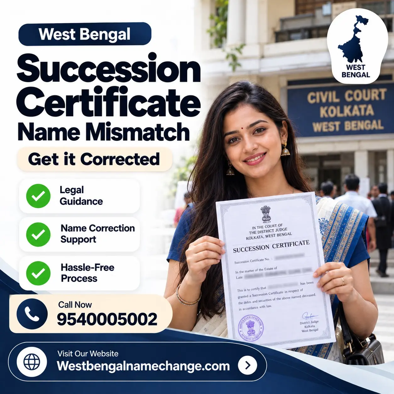 Legal heirs in West Bengal preparing a succession certificate petition with every spelling of the deceased's name Legal heirs in West Bengal preparing a succession certificate petition with every spelling of the deceased's name